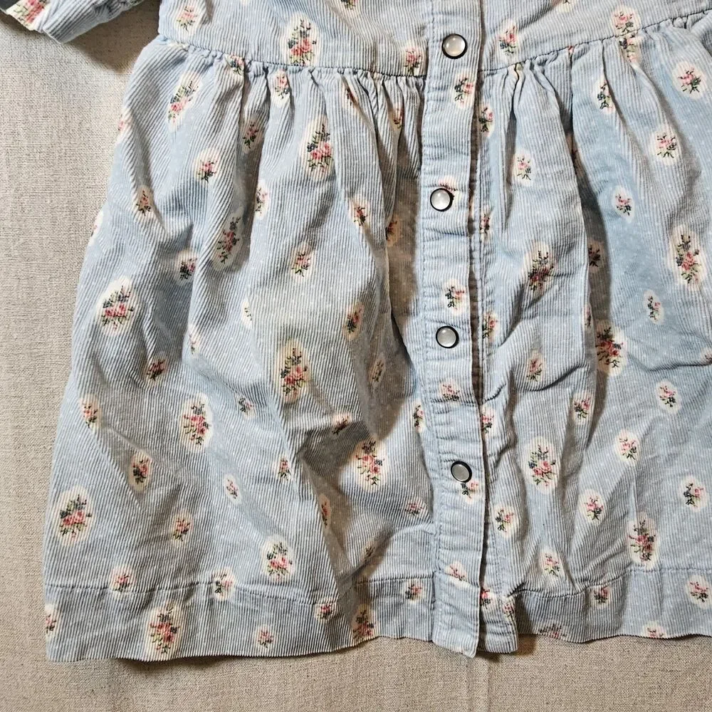 Janie And Jack Western Equestrian Floral Blue Corduroy Baby Dress 12m To 18m